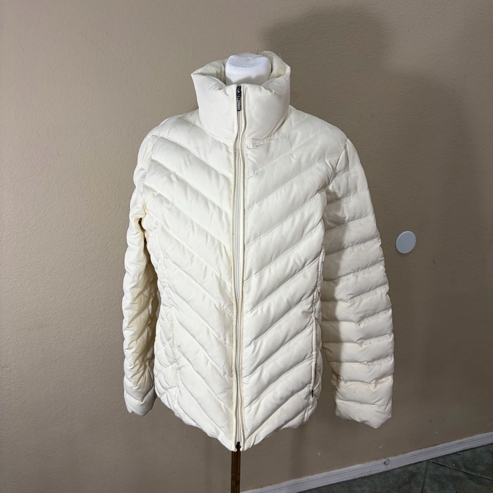 Nine West Separates Cream Winter Puffer Down Feather Jacket Womens Sz L Outdoor